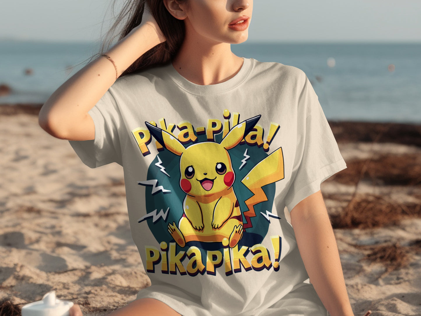 Pika Pika Pikachu Lightning Bolts Graphic T-shirt
