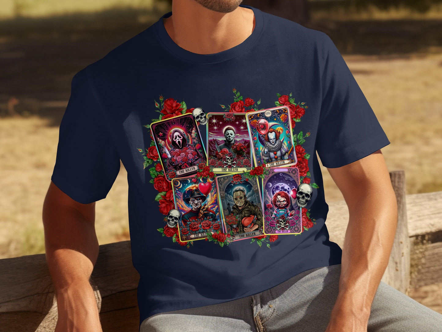 Killer Horror Tarot Card Design Graphic T-shirt Product