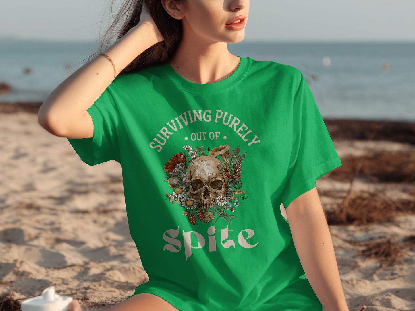 Surviving Purely Out of Spite Skull Graphic T-shirt