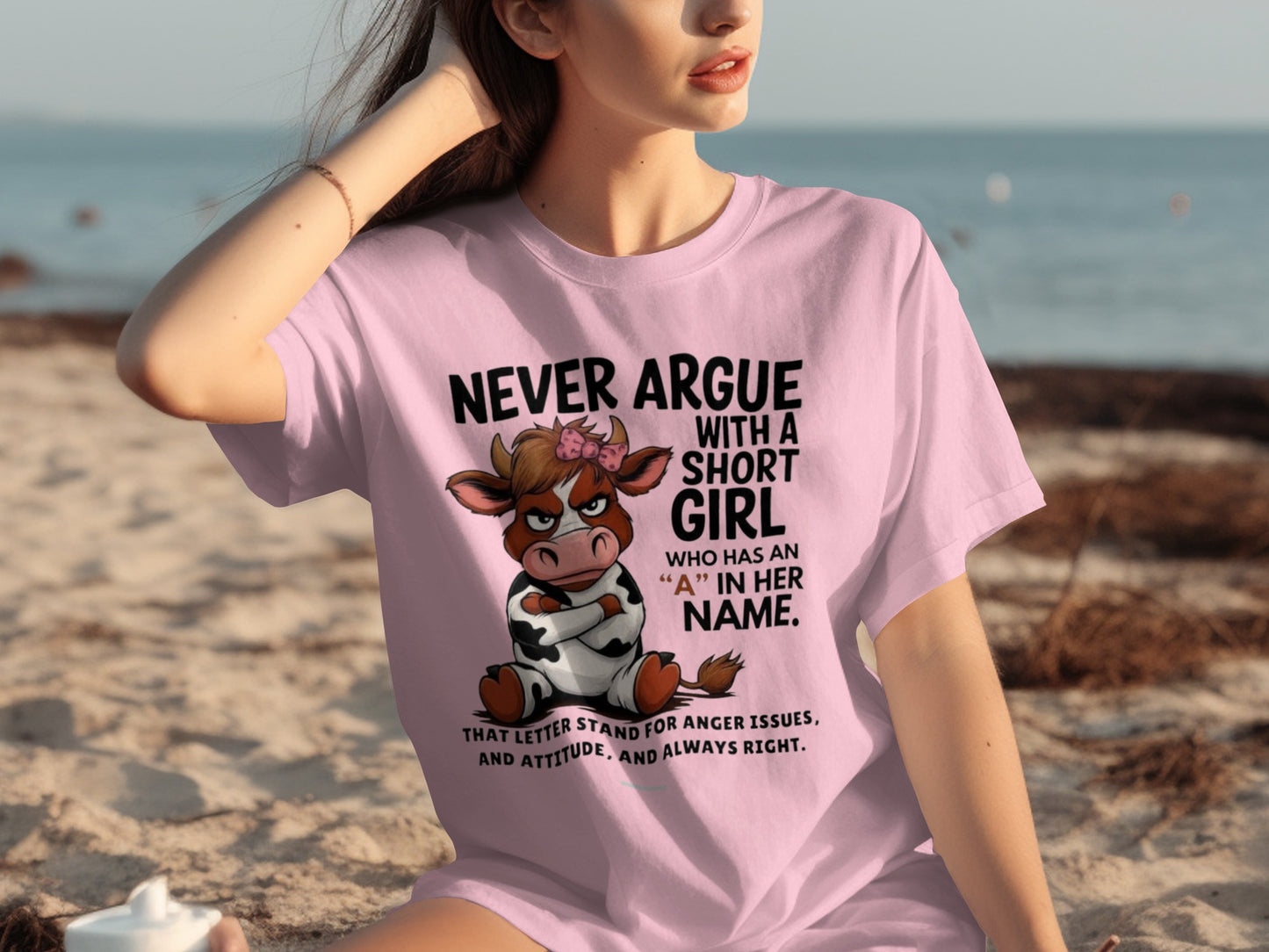 Never Argue with a Short Girl Fun Graphic T-shirt