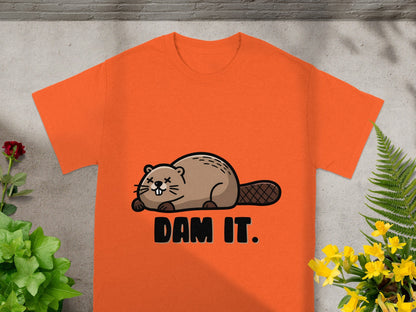 Dam It Beaver Graphic T-Shirt Fun Printed Red Tee