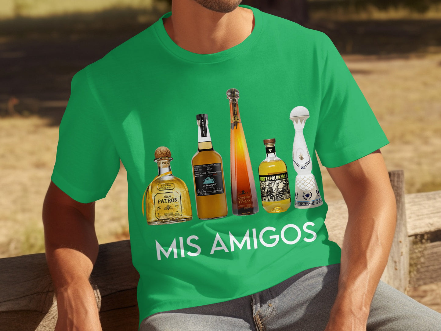 Mis Amigos Tequila Graphic Green T-Shirt