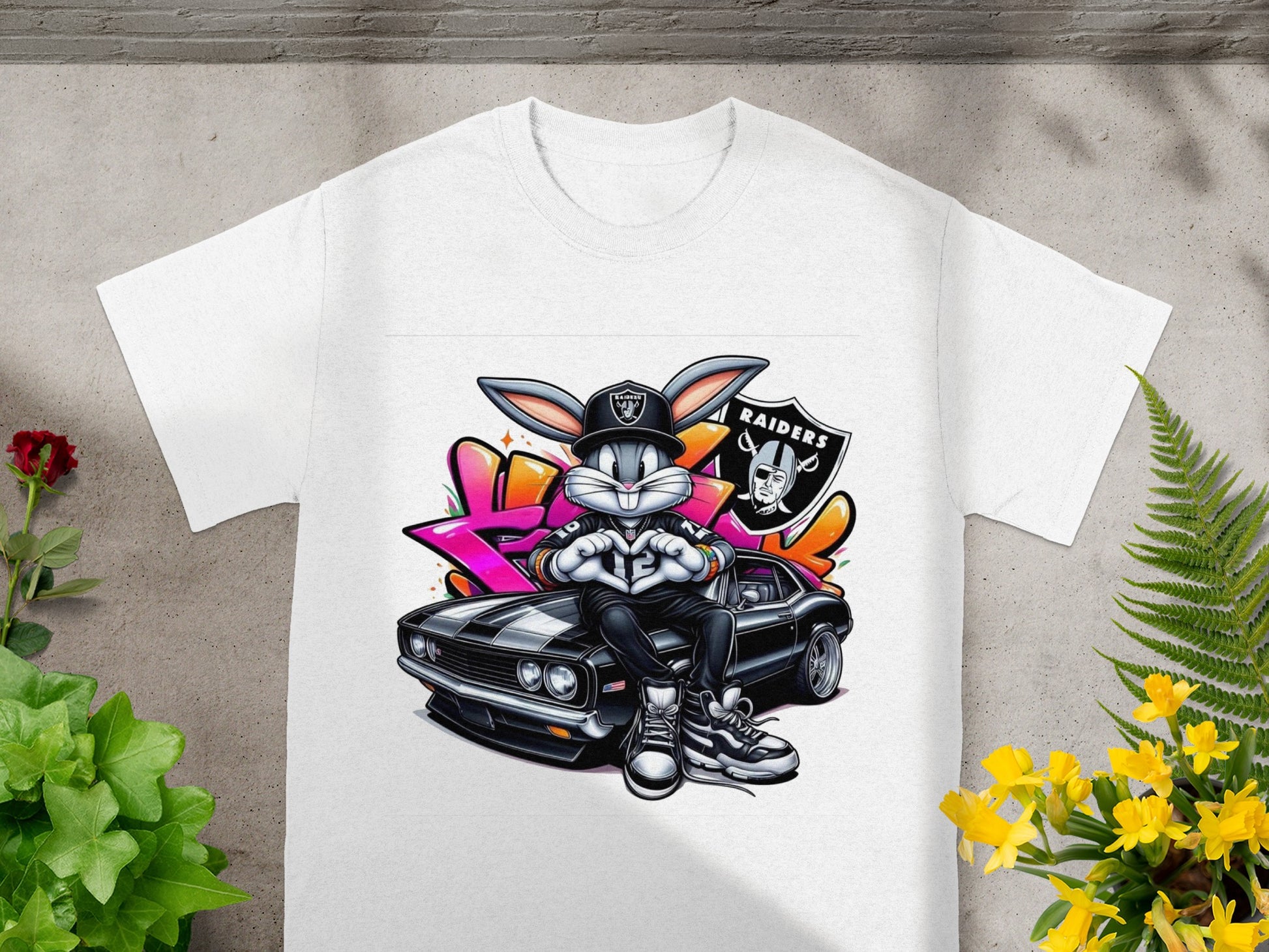 Raiders Bugs Bunny Street Art Graphic T-Shirt