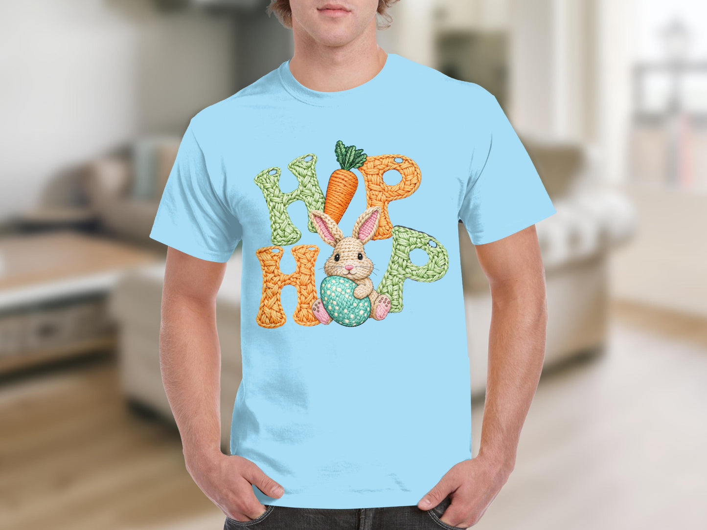 Cute Easter Bunny Hop Hop Graphic T-Shirt