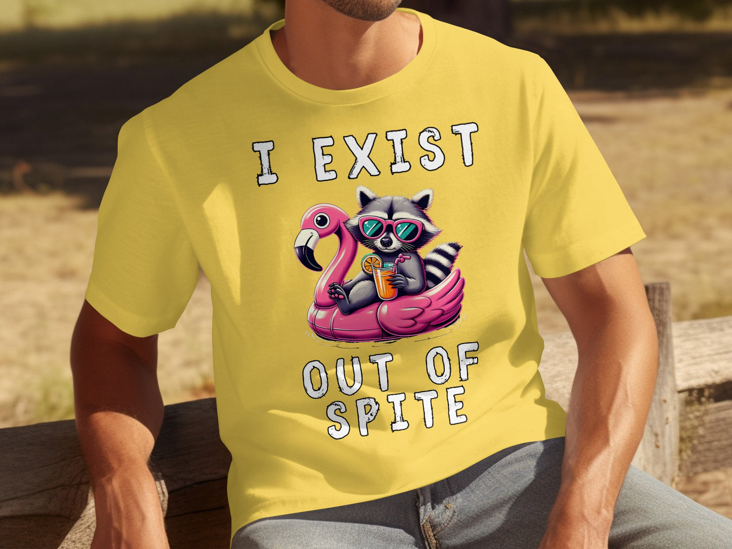 I Exist Out of Spite Raccoon Flamingo T-Shirt