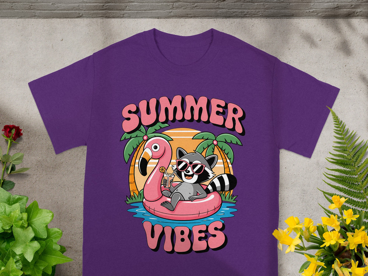 Tropical Raccoon Summer Vibes T-Shirt