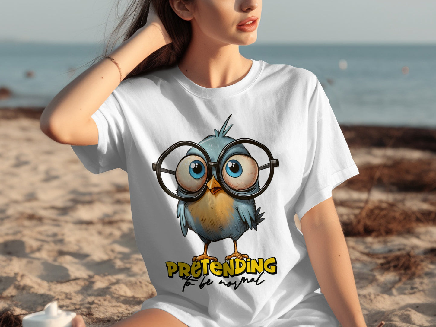 Funny Blue Bird Wearing Glasses Pretending To Be Normal Shirt