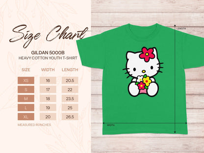 Hello Kitty Flowers Green Gildan 5000B Youth T-Shirt product type