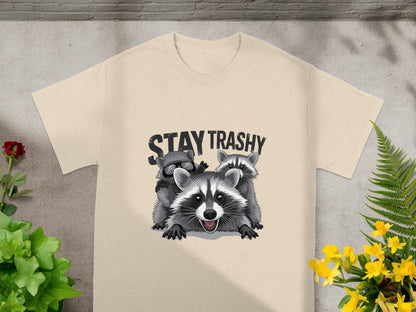 Stay Trashy Raccoon Graphic T-Shirt Fun Apparel