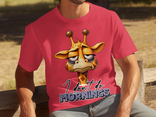 Funny I Don't Do Mornings Giraffe Graphic T-Shirt