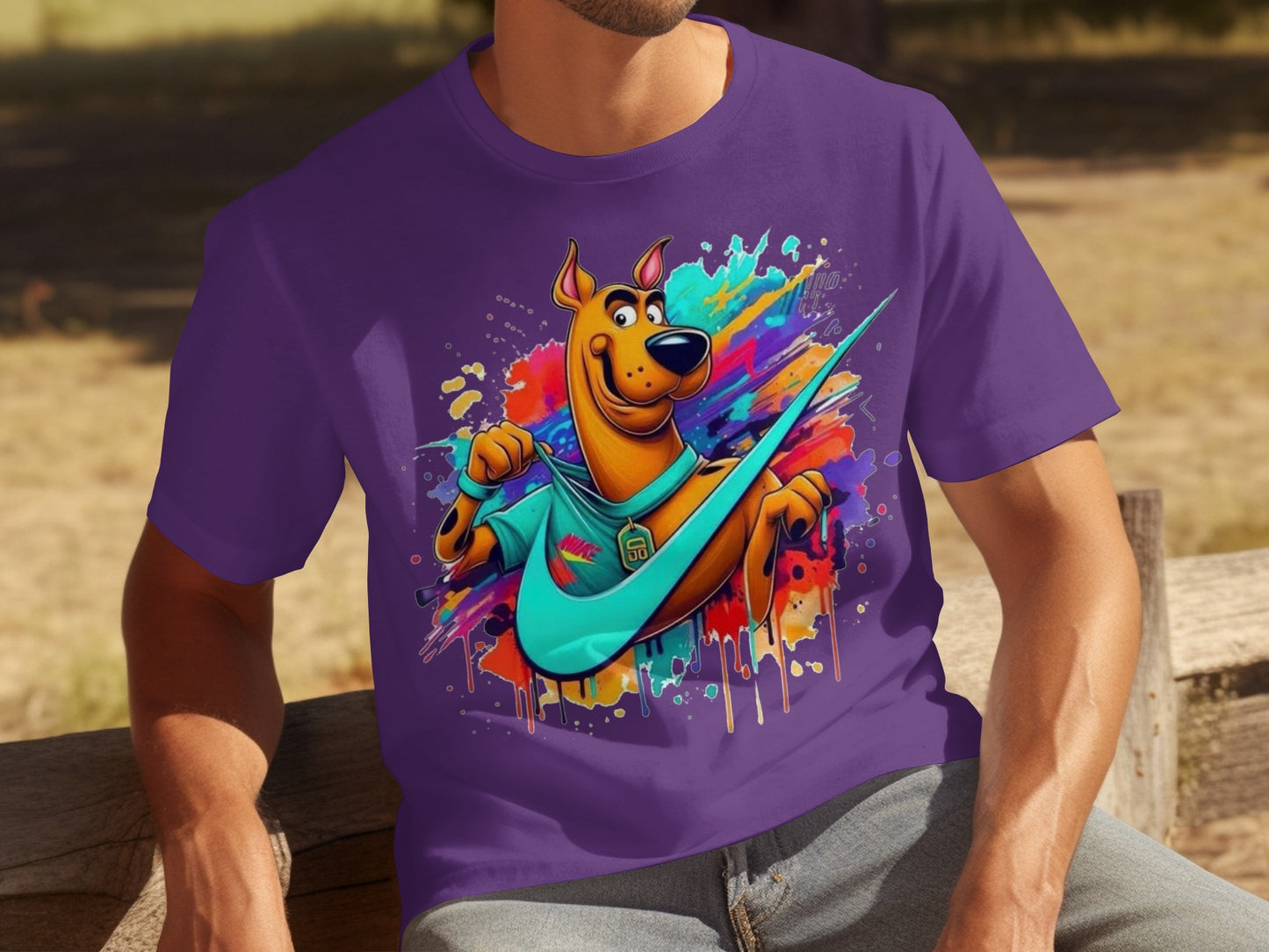Colorful Splash Scooby-Doo Graphic Design T-Shirt