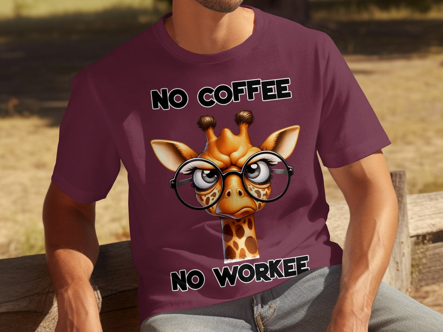 No Coffee No Workee Funny Giraffe T-Shirt
