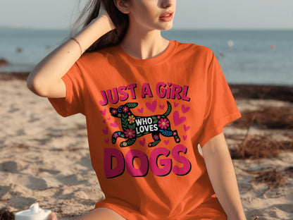 Just A Girl Who Loves Dogs Cute Graphic T-Shirt