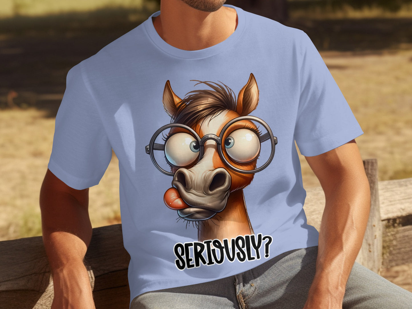 Funny Horse with Glasses Seriously T-Shirt