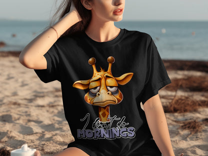 I Don't Do Mornings Giraffe Graphic Printed T-shirt