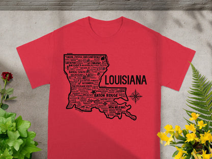 Louisiana Map Typography Shirt Perfect Gift Novelty