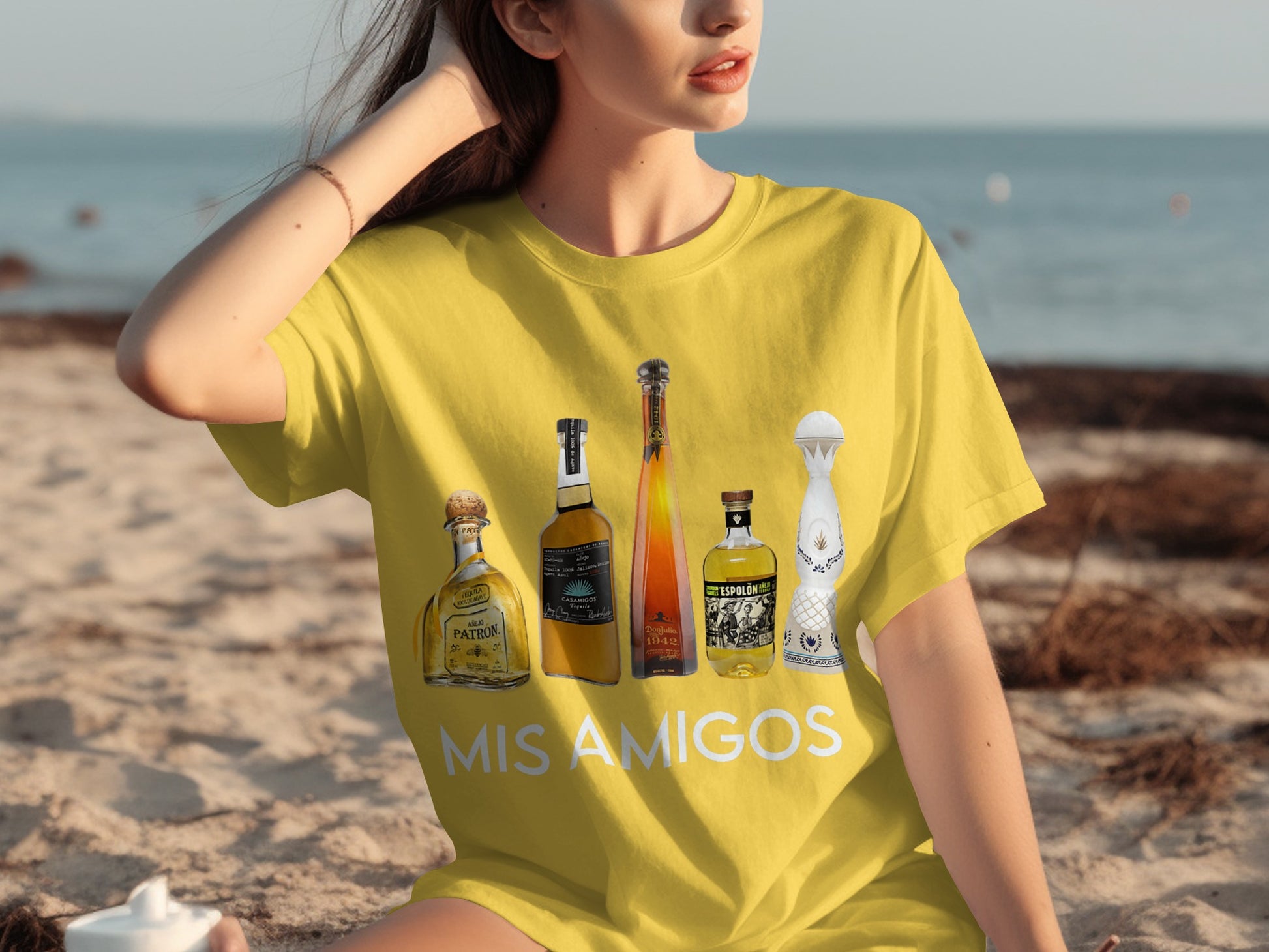 Mis Amigos Tequila Bottles Graphic T-Shirt