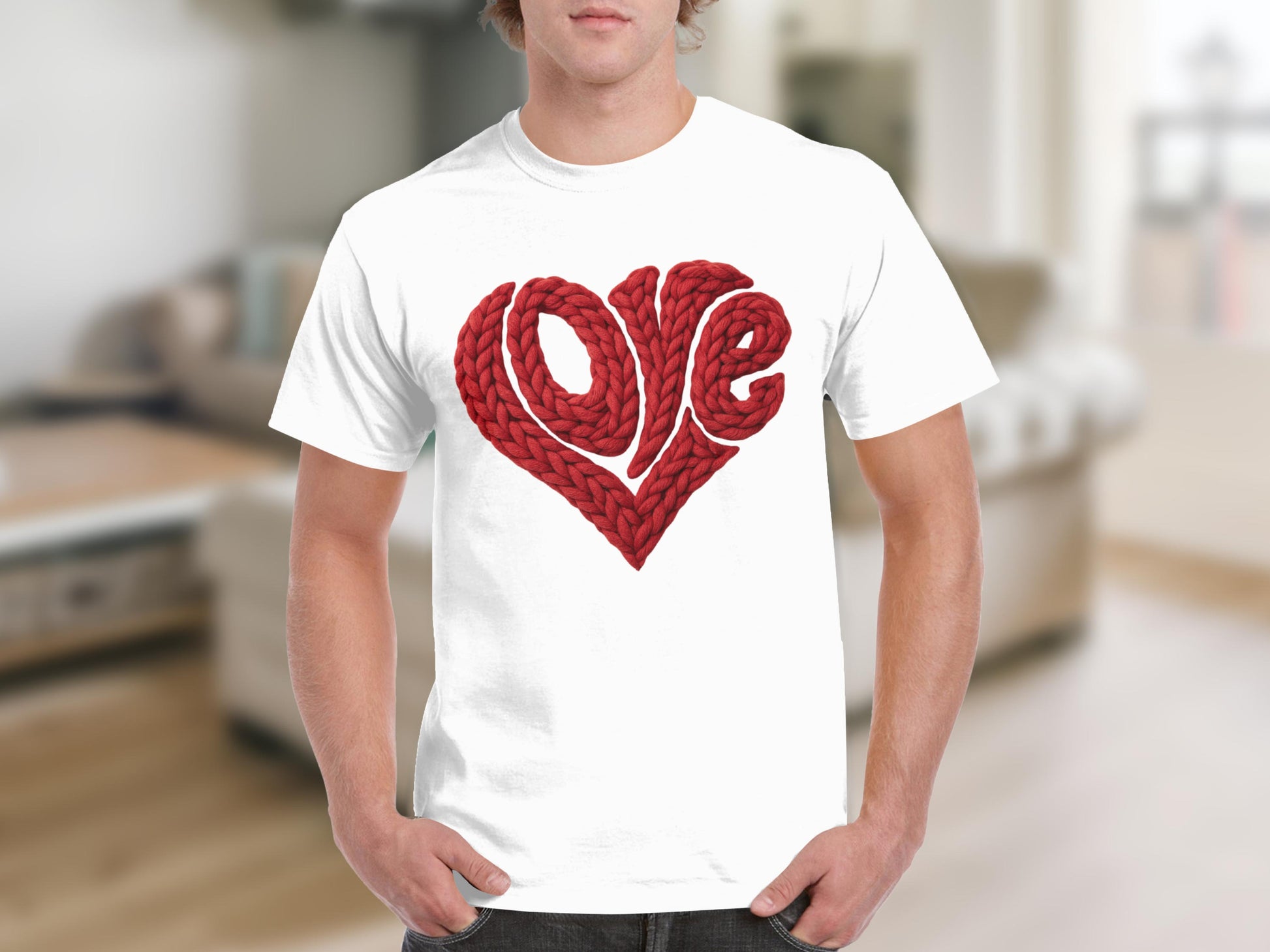 Love Heart Design Graphic on White T-Shirt Product