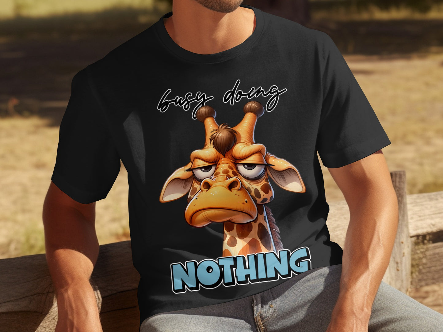 Busy Doing Nothing Giraffe Graphic T-Shirt