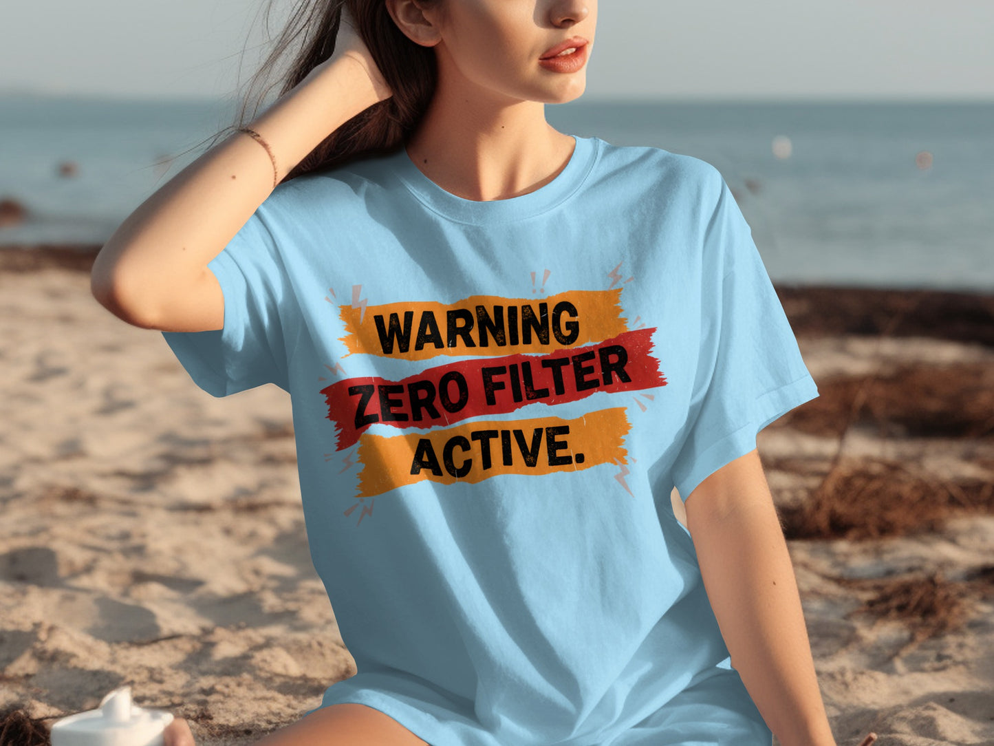 Warning Zero Filter Active Bold Statement T-shirt