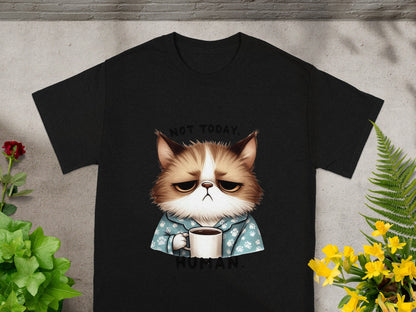 Not Today Human Cat Holding Coffee T-shirt