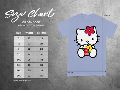 GILDAN 5000 Hello Kitty Size Chart Measured in Inches product type