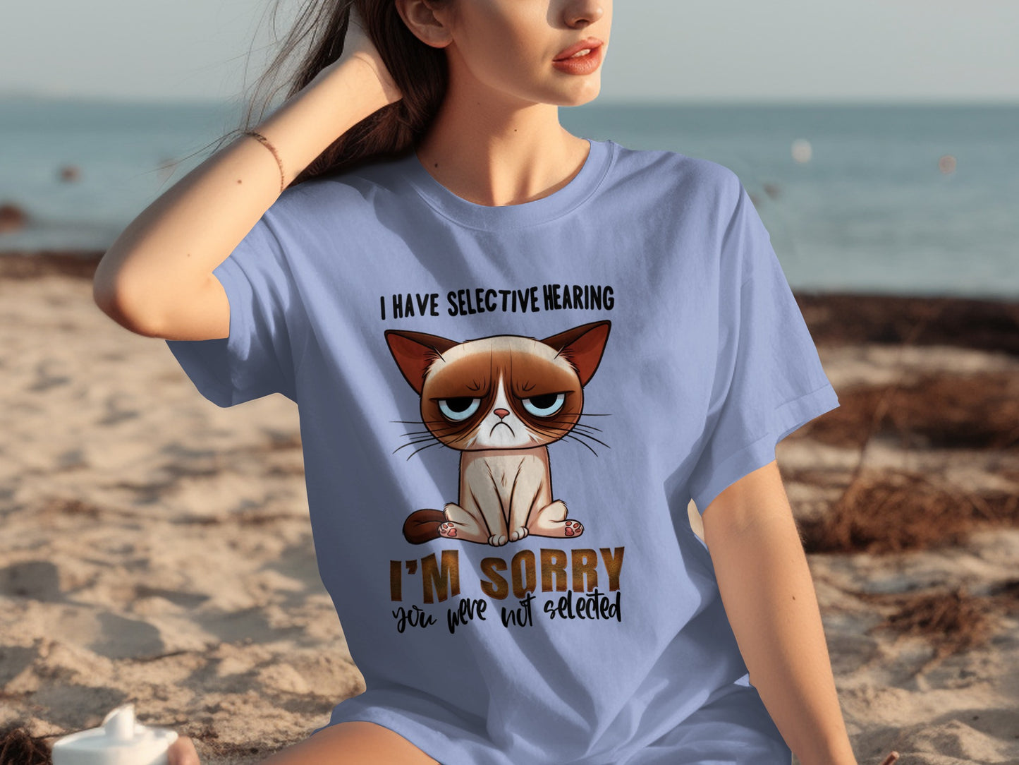 Funny Grumpy Cat With Selective Hearing T-shirt