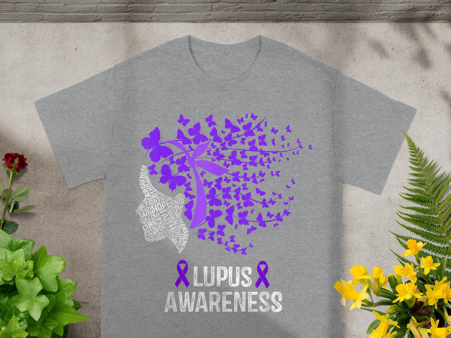 Lupus Awareness Butterfly Design Graphic T-Shirt