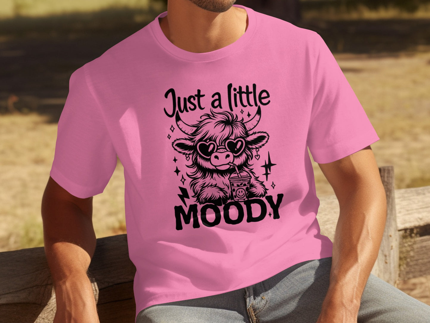 Just a Little Moody Cute Cow Graphic T-shirt