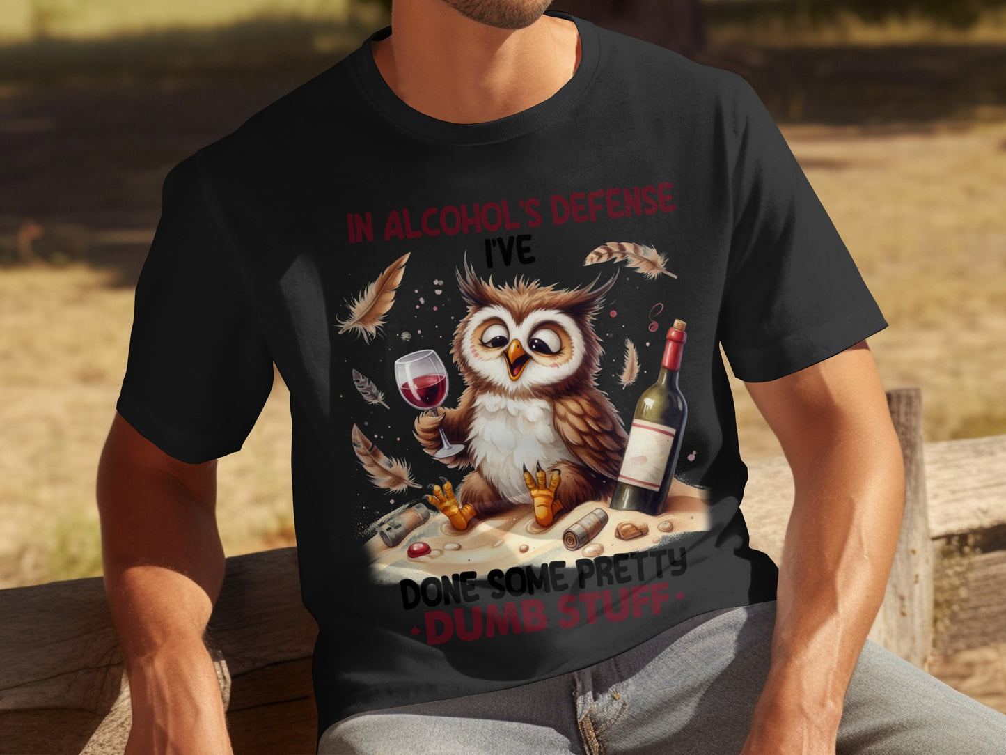 Funny Owl In Alcohol's Defense Humorous Shirt