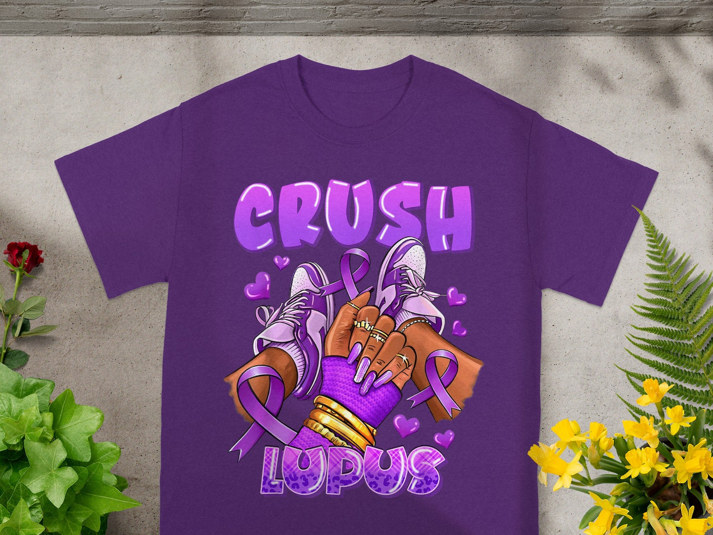Crush Lupus Purple Ribbon Awareness T-Shirt
