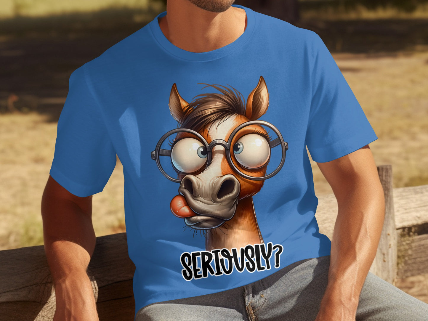 Funny Horse Wearing Glasses Seriously Graphic T-shirt