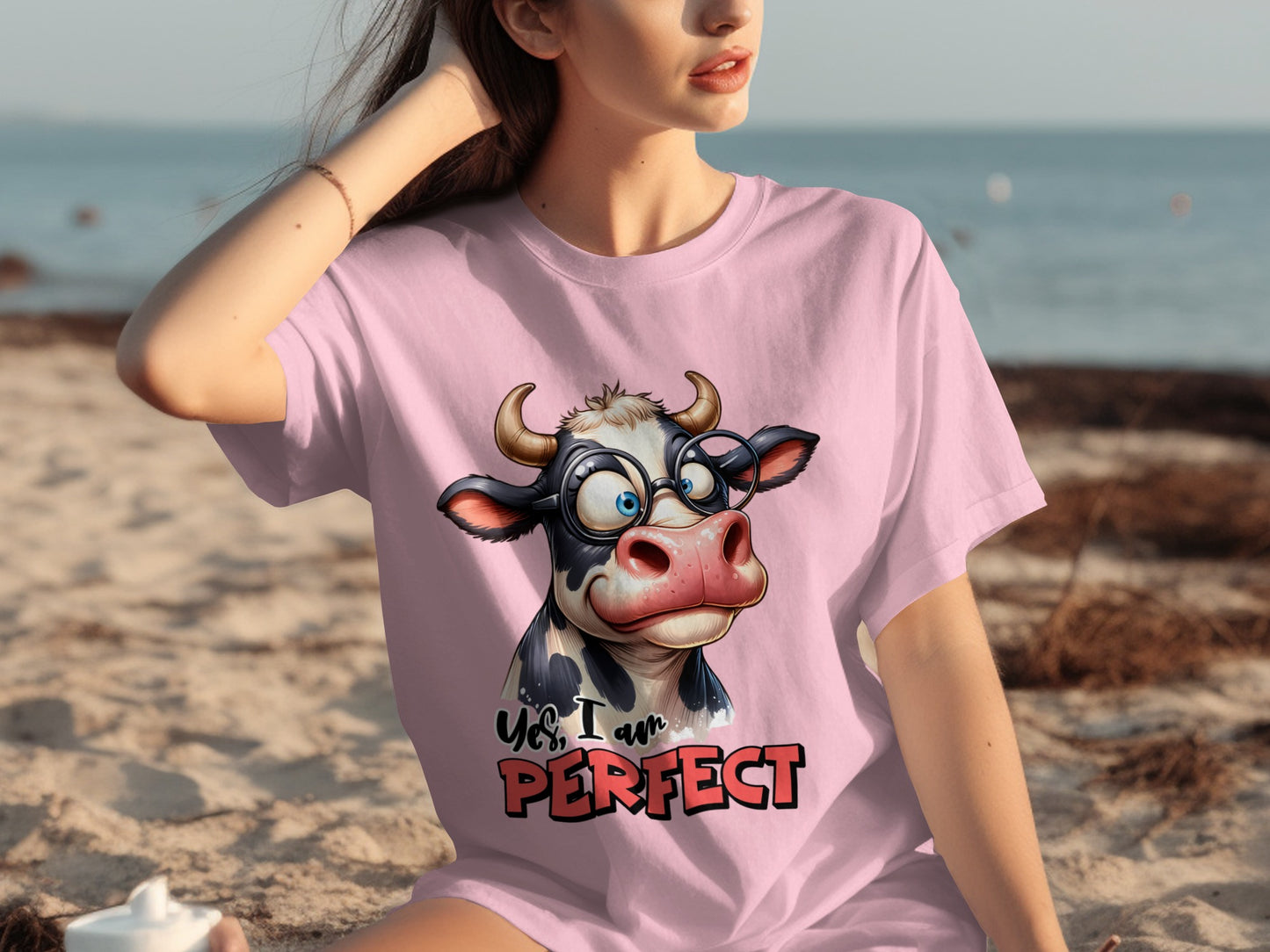 Yes I Am Perfect Cow Design T-Shirt