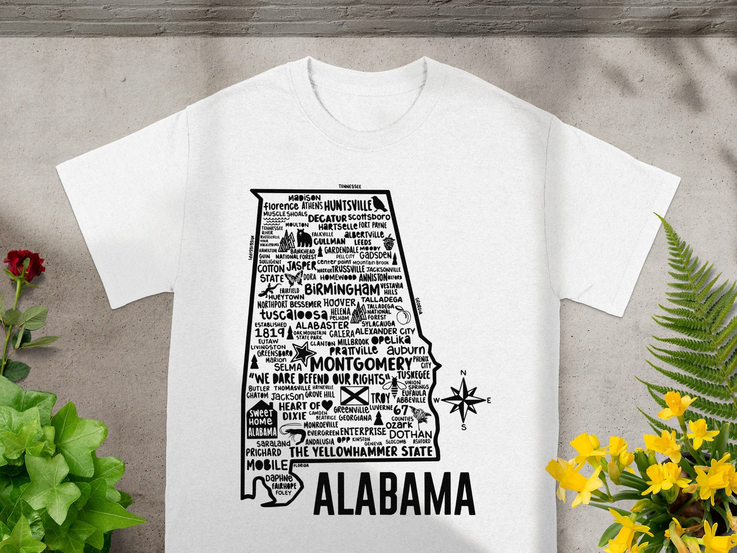 Alabama Illustrated Map Design Unisex T-Shirt
