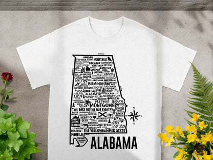 Alabama Illustrated Map Design Unisex T-Shirt