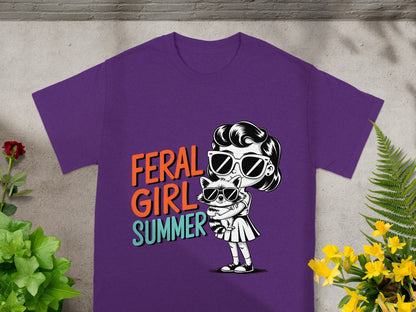 Feral Girl Summer Sunglasses Character T-shirt