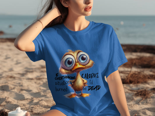 If Overthinking Burned Calories Funny Cartoon Bird Shirt