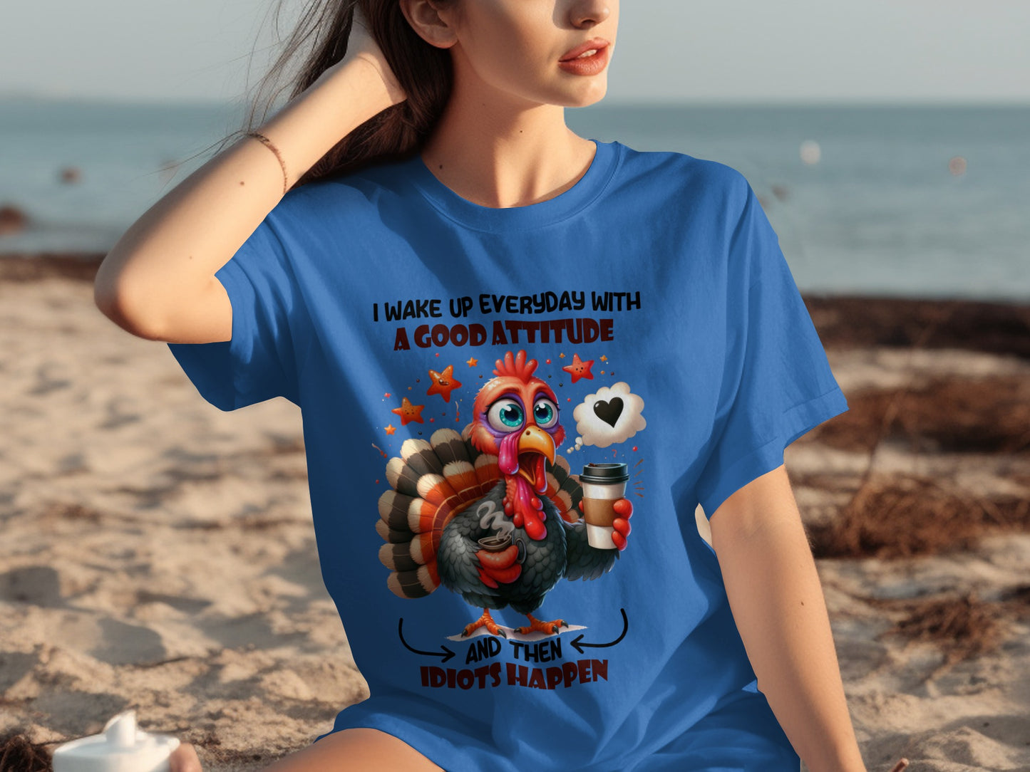 Funny Turkey I Wake Up With A Good Attitude T-shirt