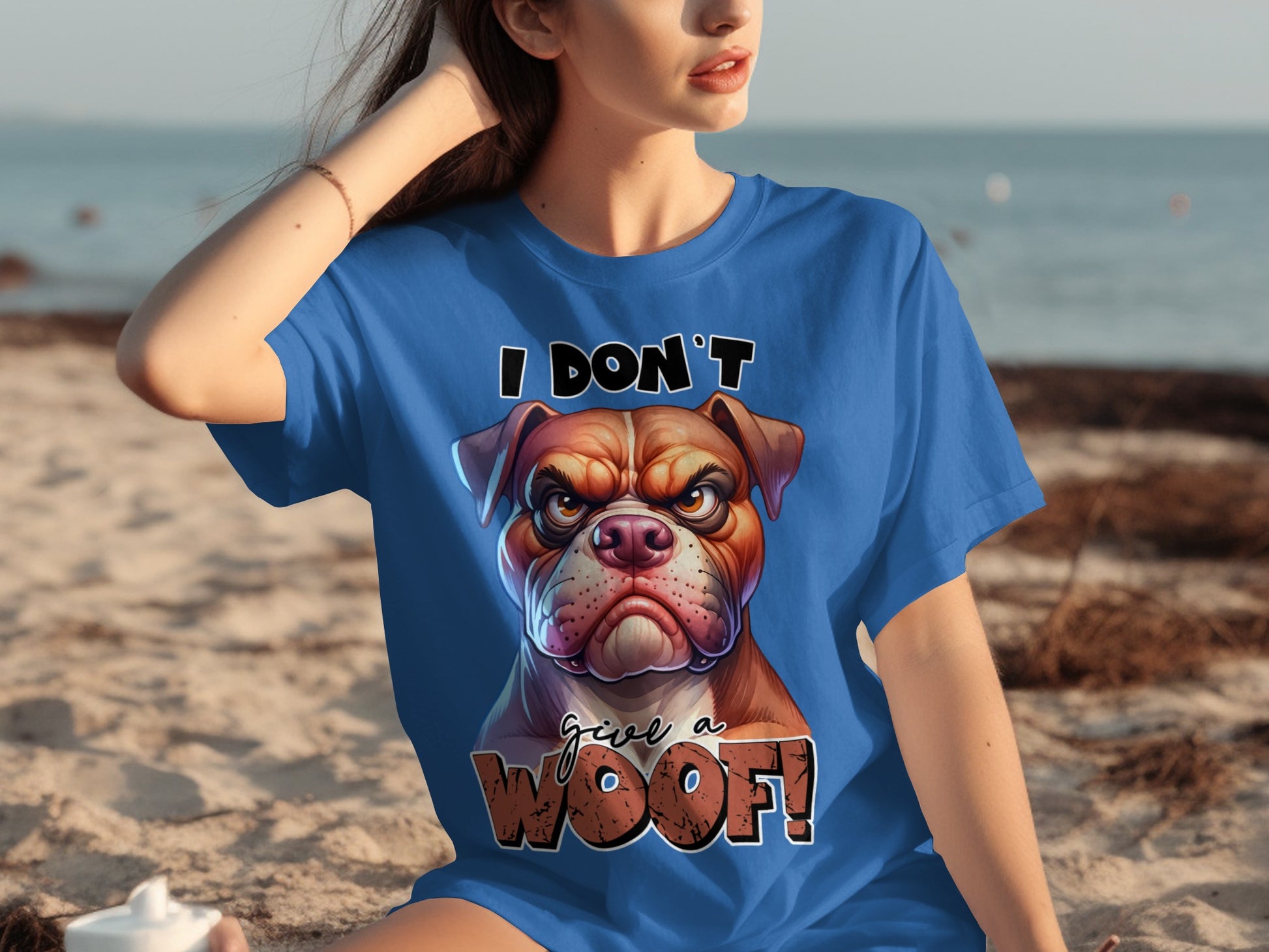 I Don't Give a Woof Grumpy Bulldog Graphic T-Shirt