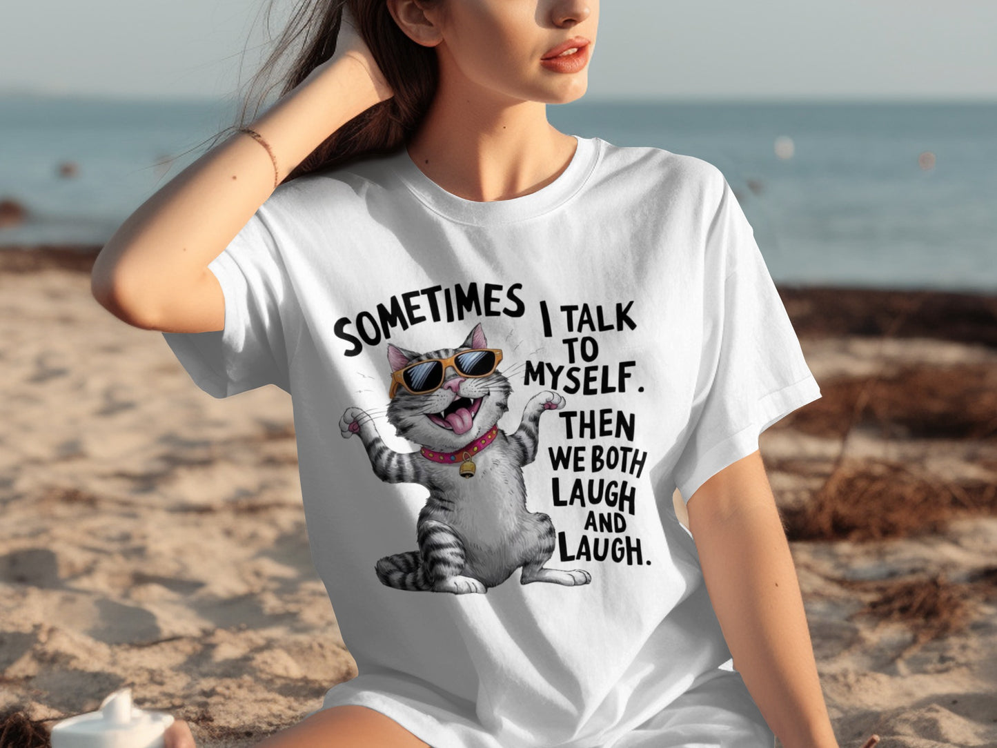 Sometimes I Talk To Myself Cat Graphic T-Shirt