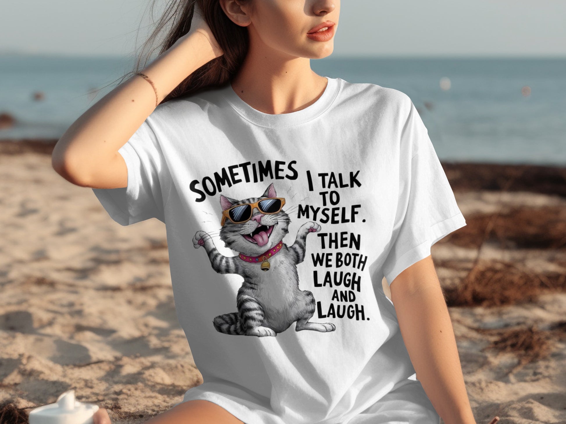 Sometimes I Talk To Myself Cat Graphic T-Shirt