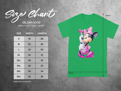 Minnie Mouse Guitar Gildan 5000 Size Chart T-Shirt product type