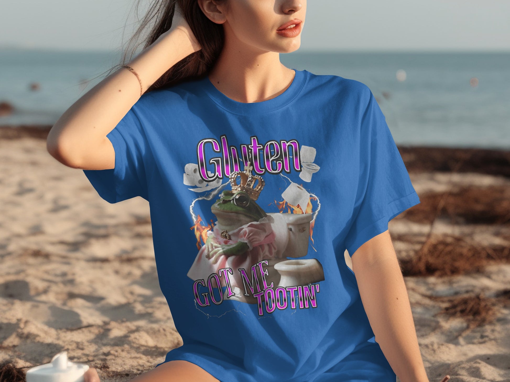 Gluten Got Me Tootin' Graphic Blue T-shirt