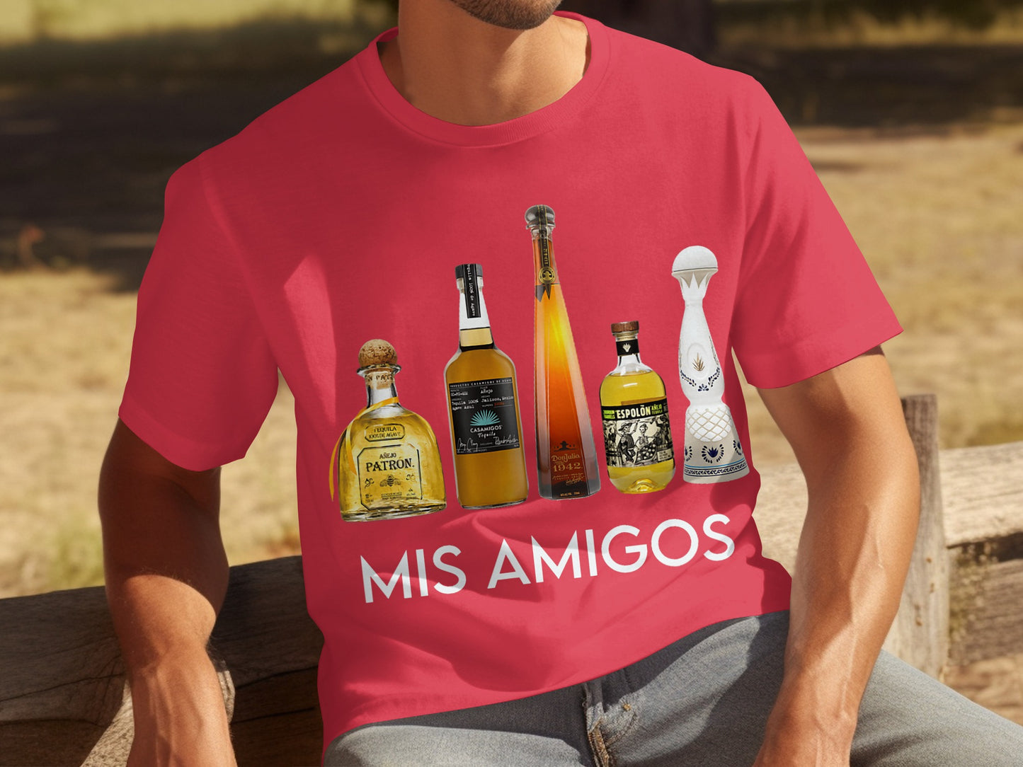 Mis Amigos Graphic Tequila Bottles T-Shirt
