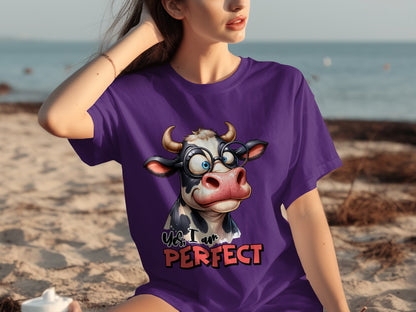 Yes I Am Perfect Funny Cow Design T-shirt