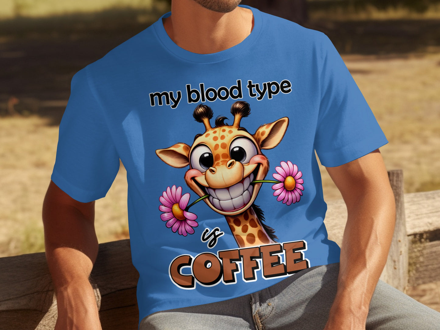 My Blood Type Is Coffee Funny Giraffe T-Shirt