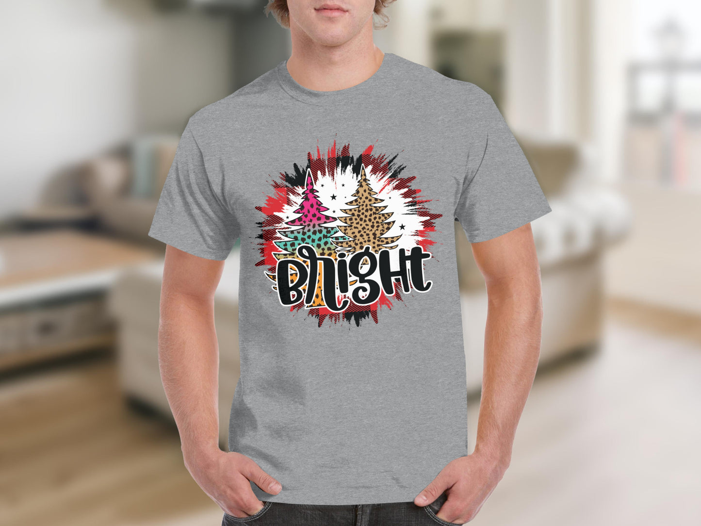 Bright Graphic Trees Holiday T-Shirt