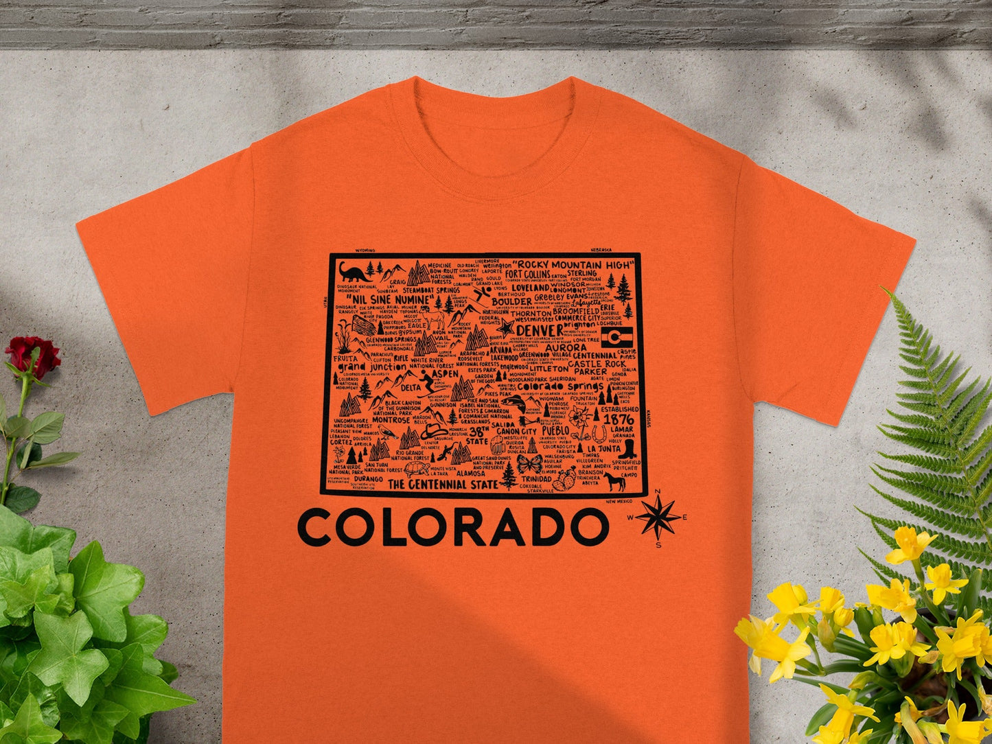 Colorado State Map Landmark Design T-Shirt