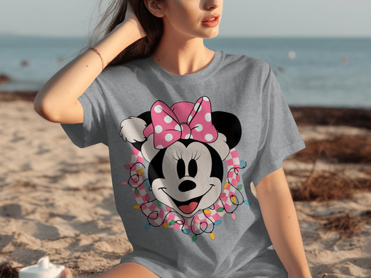 Minnie Mouse Graphic Tee with Pink Polka Dot Bow Shirt