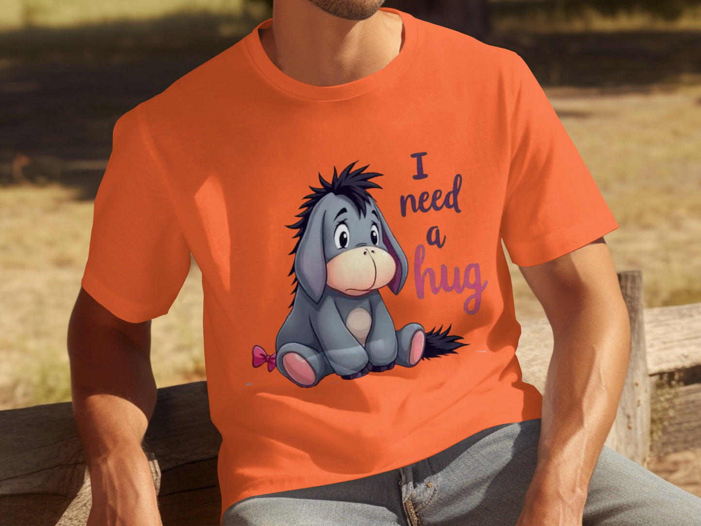 I Need a Hug Eeyore Graphic Orange T-shirt Product